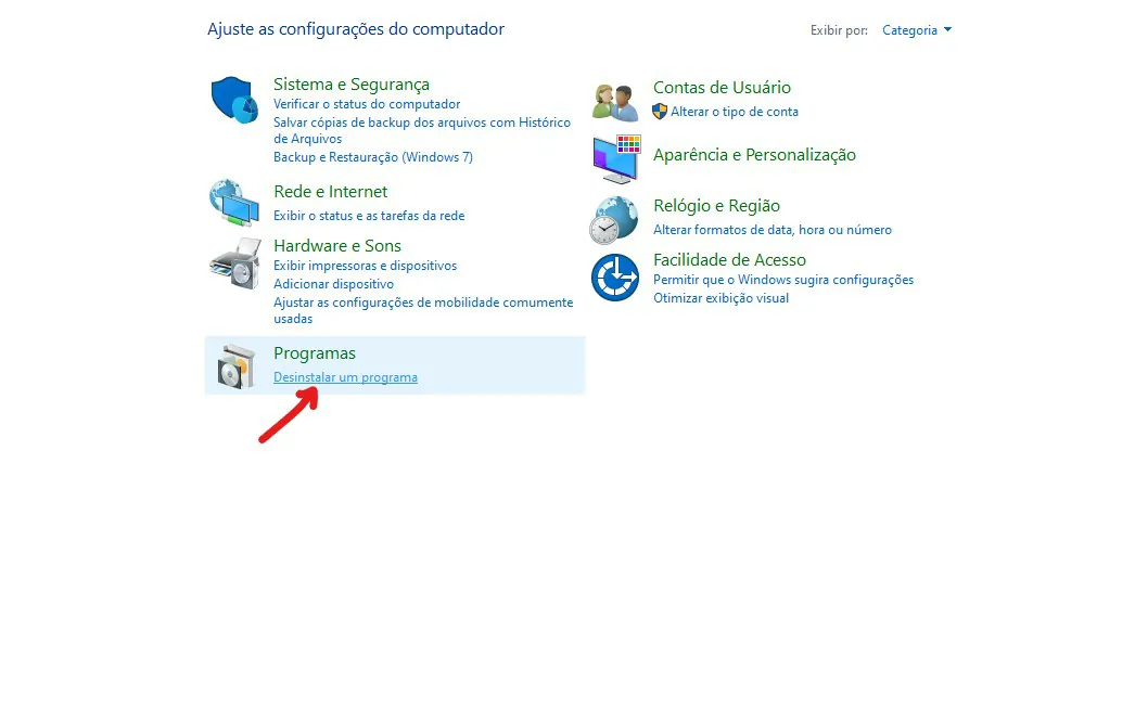 Clique em Desinstalar um programa - 6 maneiras de como liberar espaço no PC