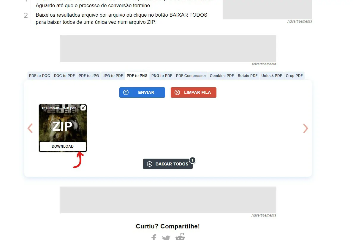 Clique em Download - Como converter PDF para PNG