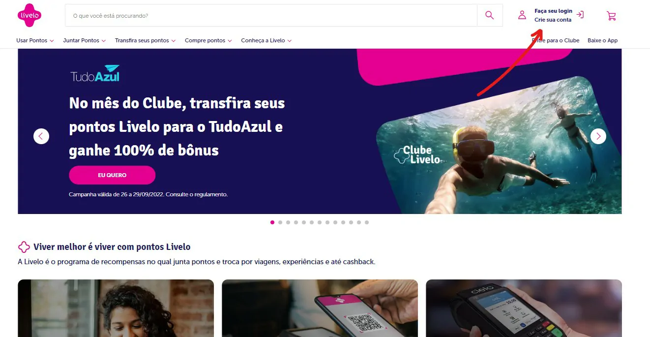 Clique sobre Faça seu login - Como ganhar milhar com o Nubank