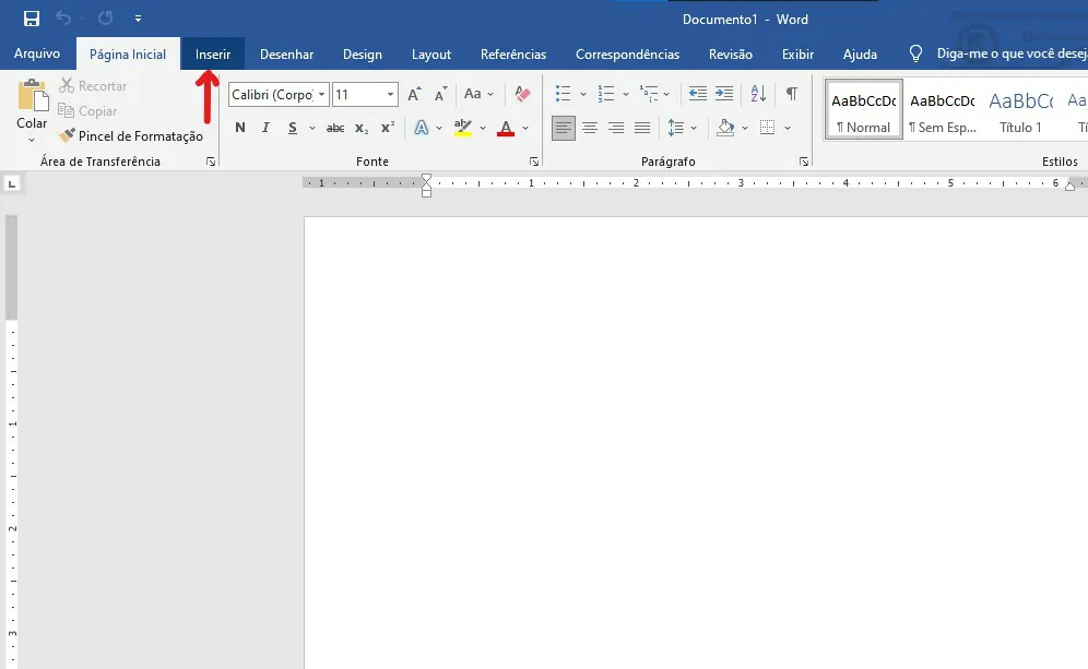 Clique sobre a opção de Inserir - Como colocar imagens no Word e Excel
