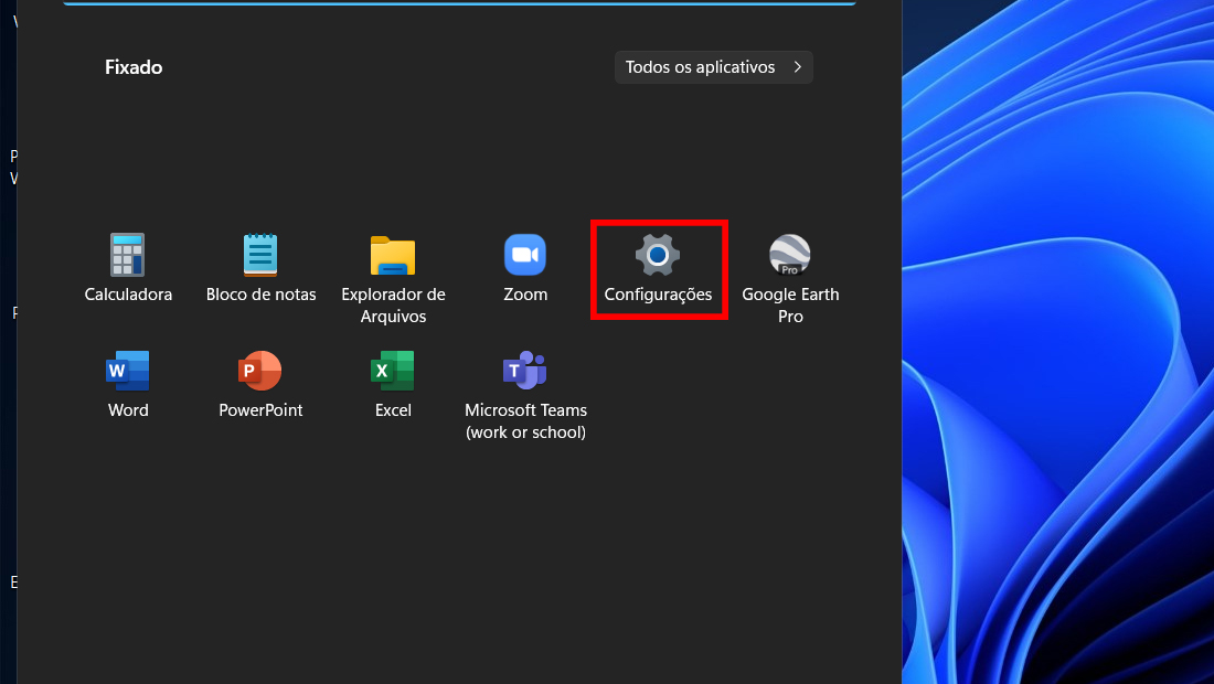 Os passos são os mesmos no WIndows 10 e 11