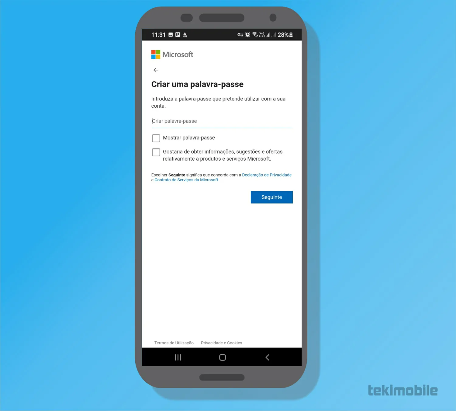 Dê uma senha a conta - Como criar um e-mail no Outlook