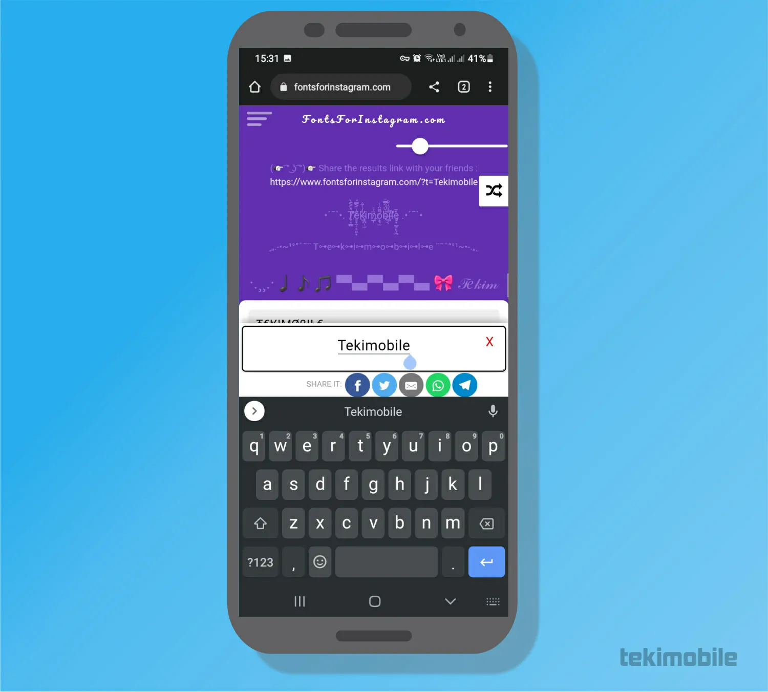 Digite o Texto - Como colocar letras diferentes no Instagram e WhatsApp