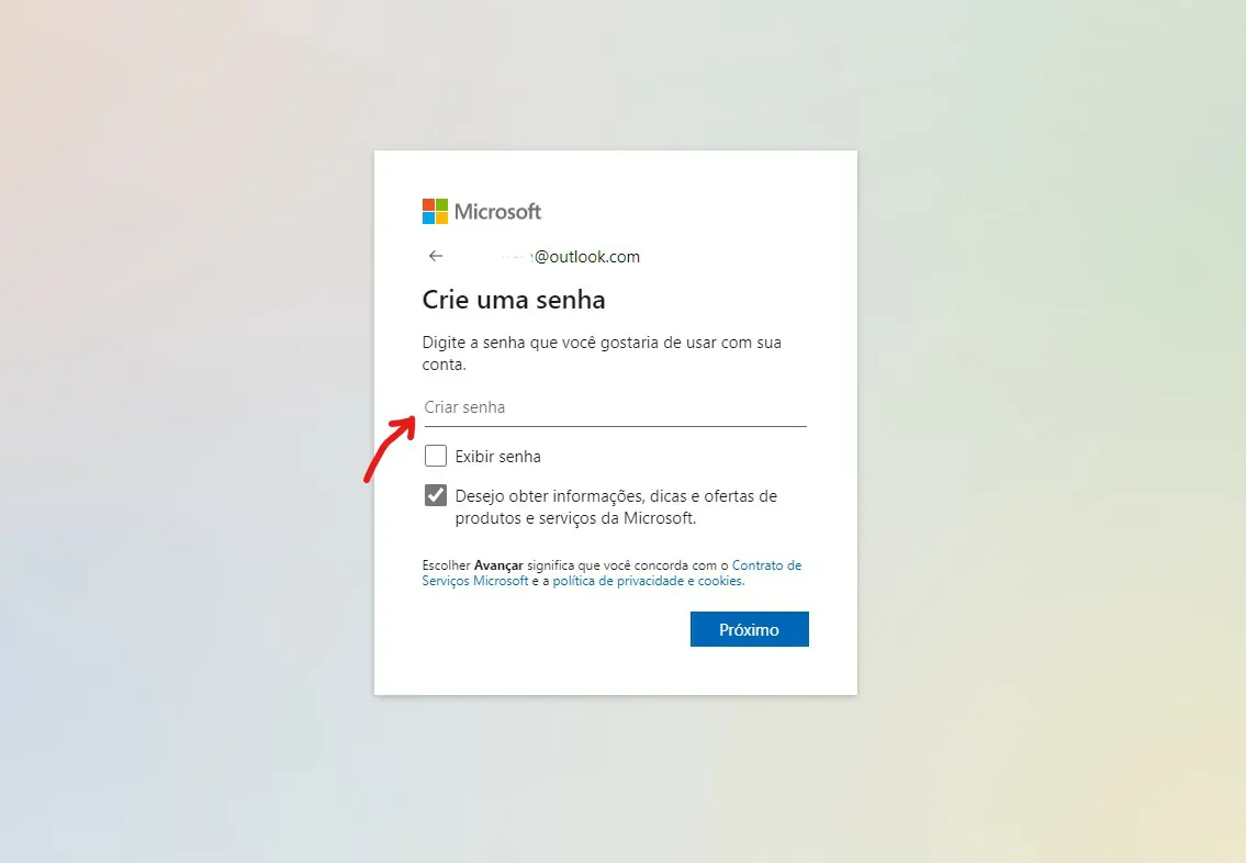 Entre com a senha - Como criar um e-mail no Outlook