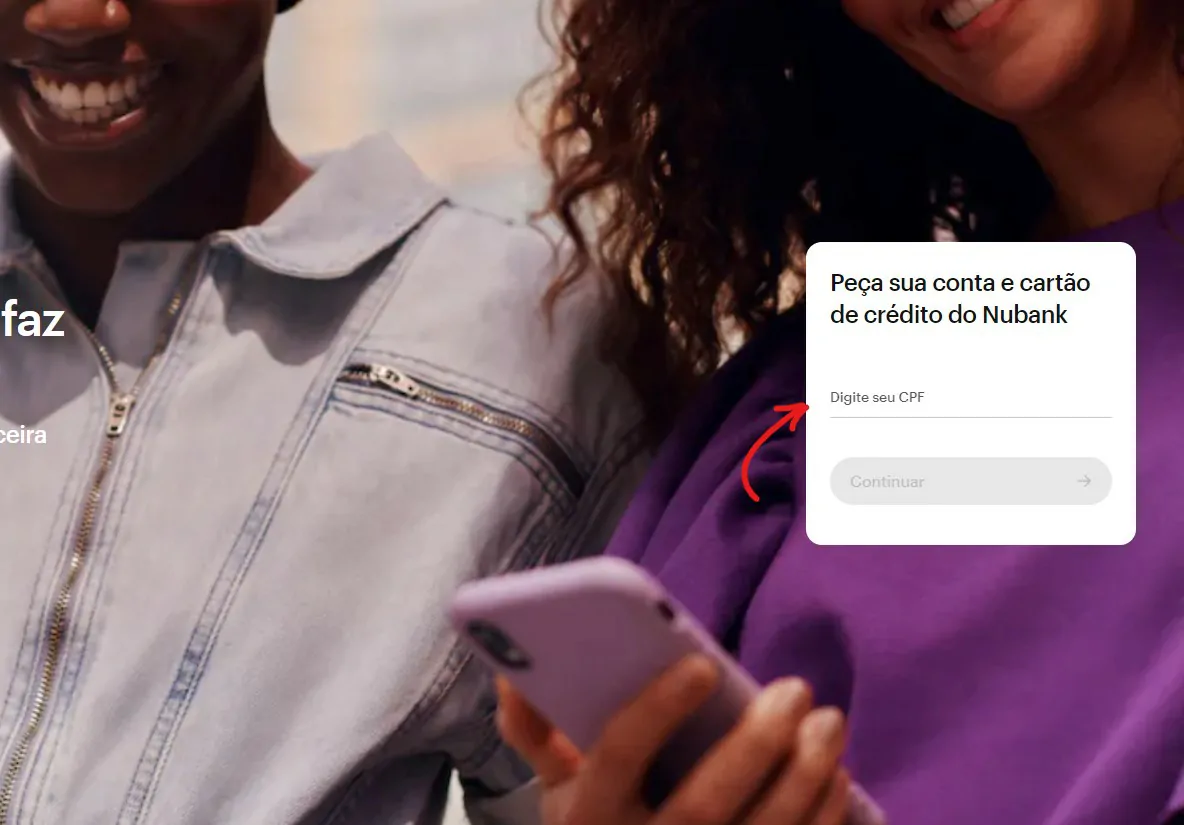 Entre com seu CPF - Como pedir cartão do Nubank