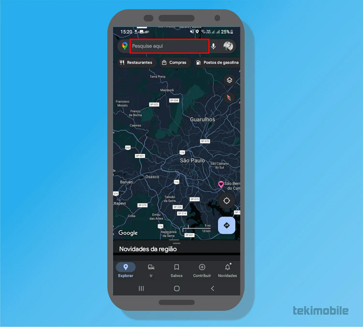 Faça a pesquisa - Google Maps Como baixar Mapas offline