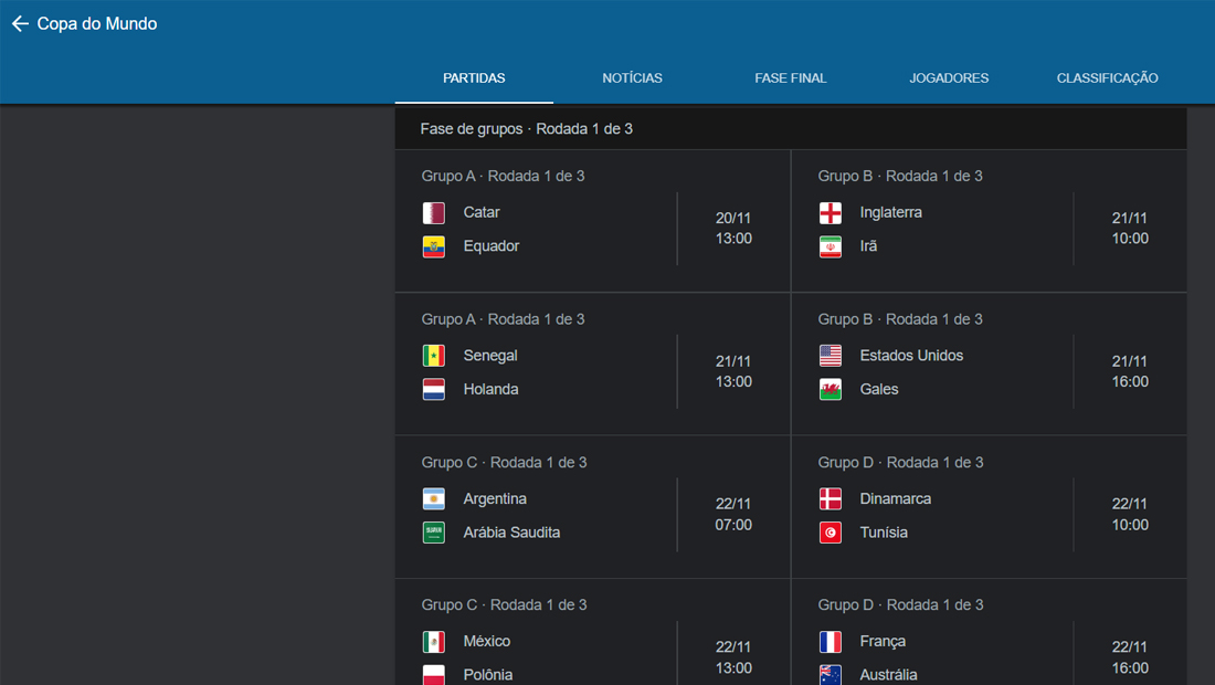 Acompanhe a Copa do Mundo 2022 pelo Google 