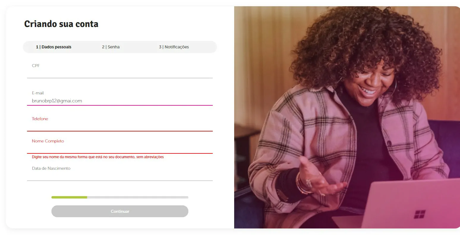 Insira seus dados - Como ganhar milhar com o Nubank