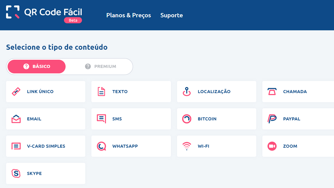 O site possui diversas opções e recursos