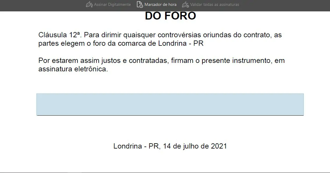 Selecione a area - Como assinar PDF com certificado digital