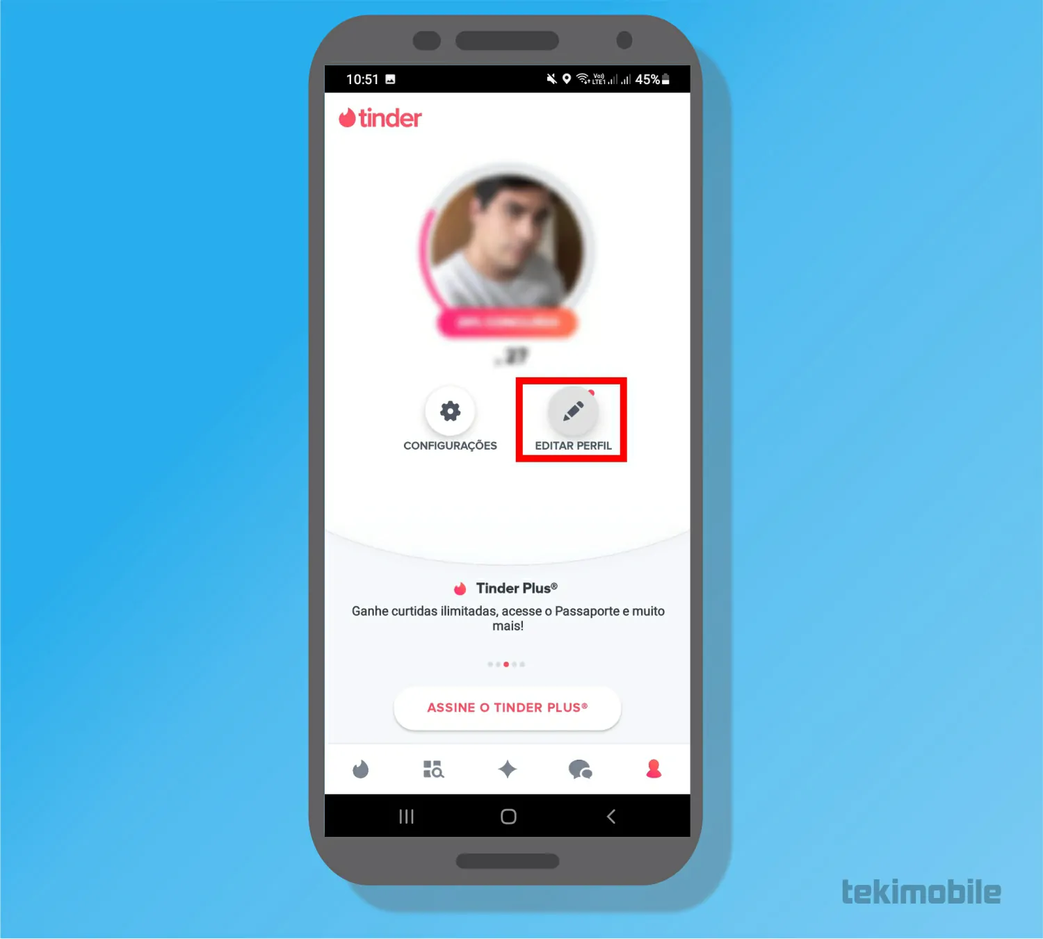 Selecione editar perfil - Como vincular o Tinder ao Instagram