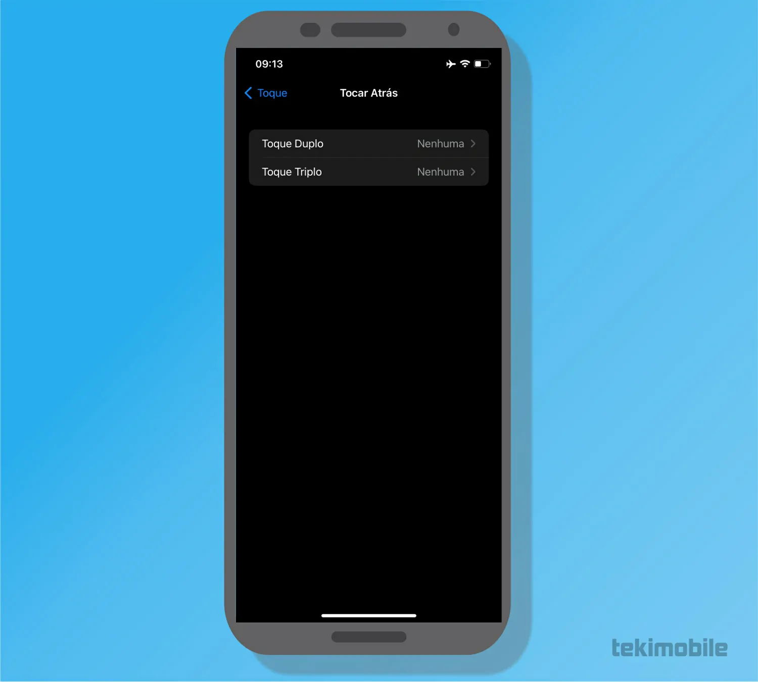 Selecione entre toque duplo e triplo - Como acender a lanterna do iPhone