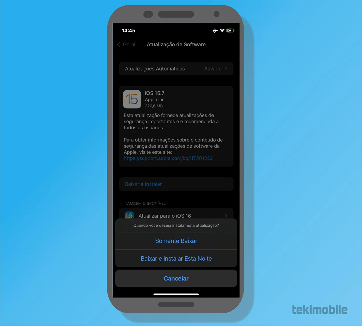 Selecione uma das opções - Como atualizar o iPhone