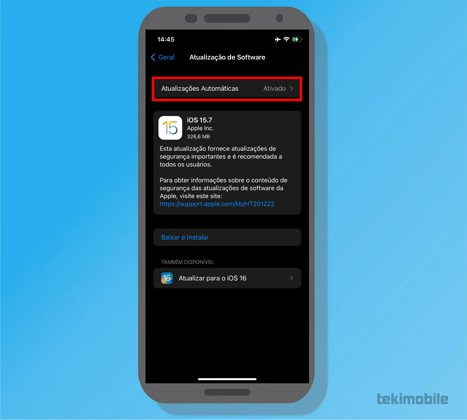 Toque em Atualizações - Como atualizar o iPhone