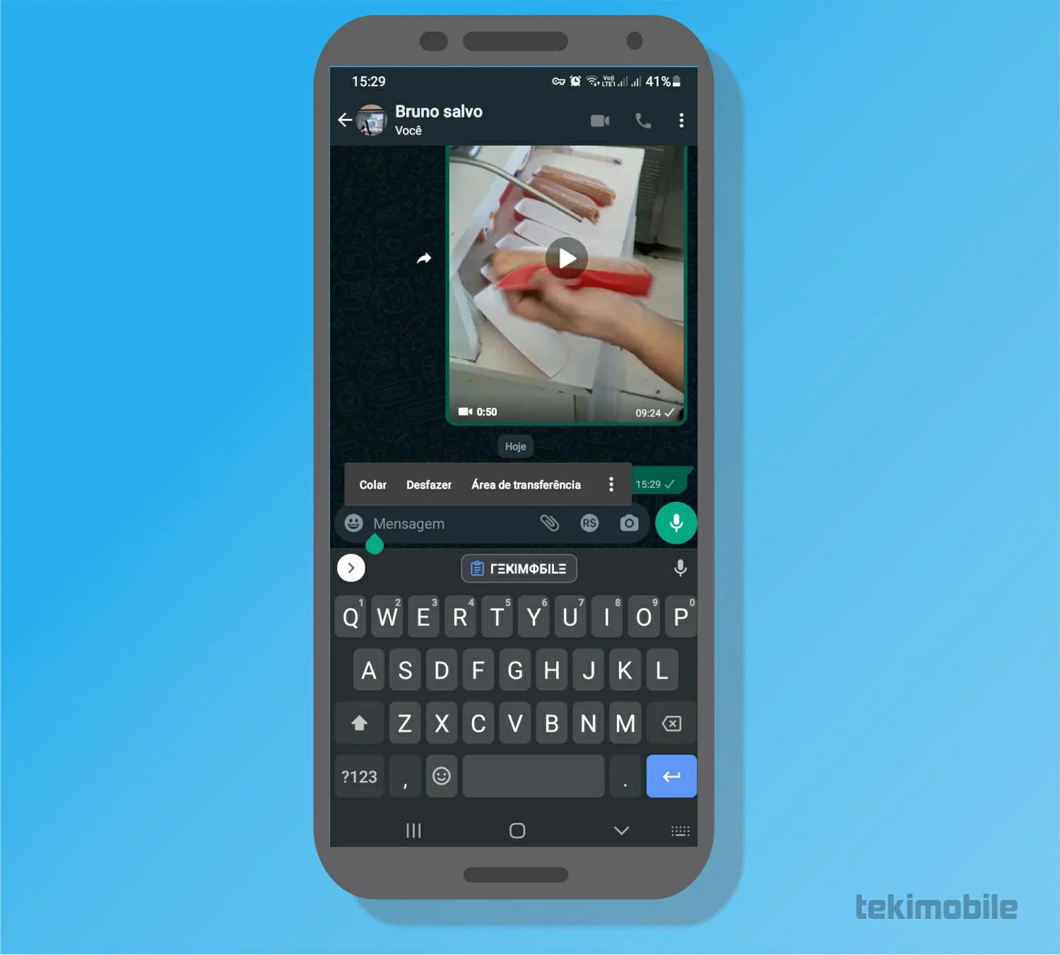 Toque em Colar - Como colocar letras diferentes no Instagram e WhatsApp