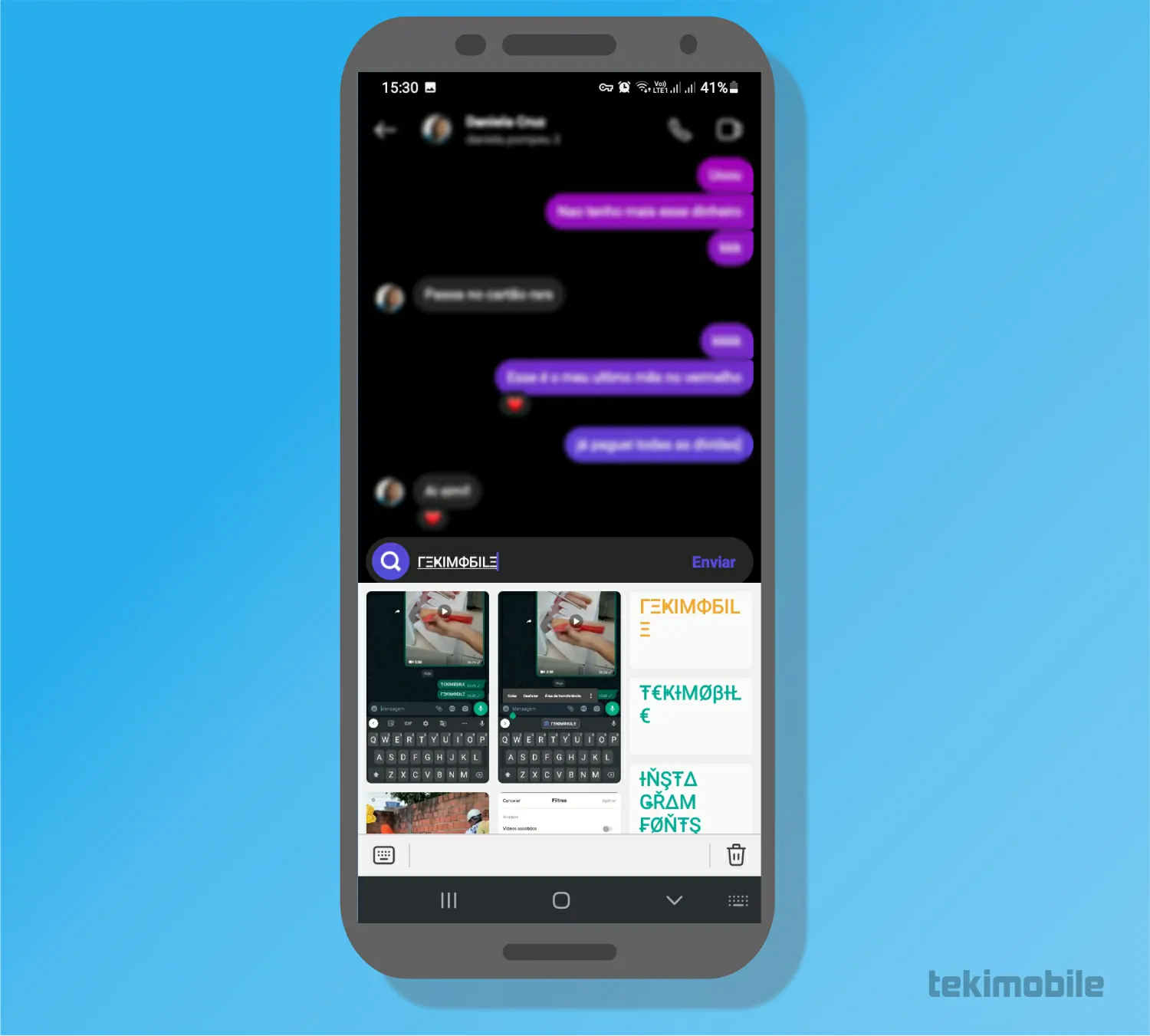 Toque em Colar no Instagram - Como colocar letras diferentes no Instagram e WhatsApp