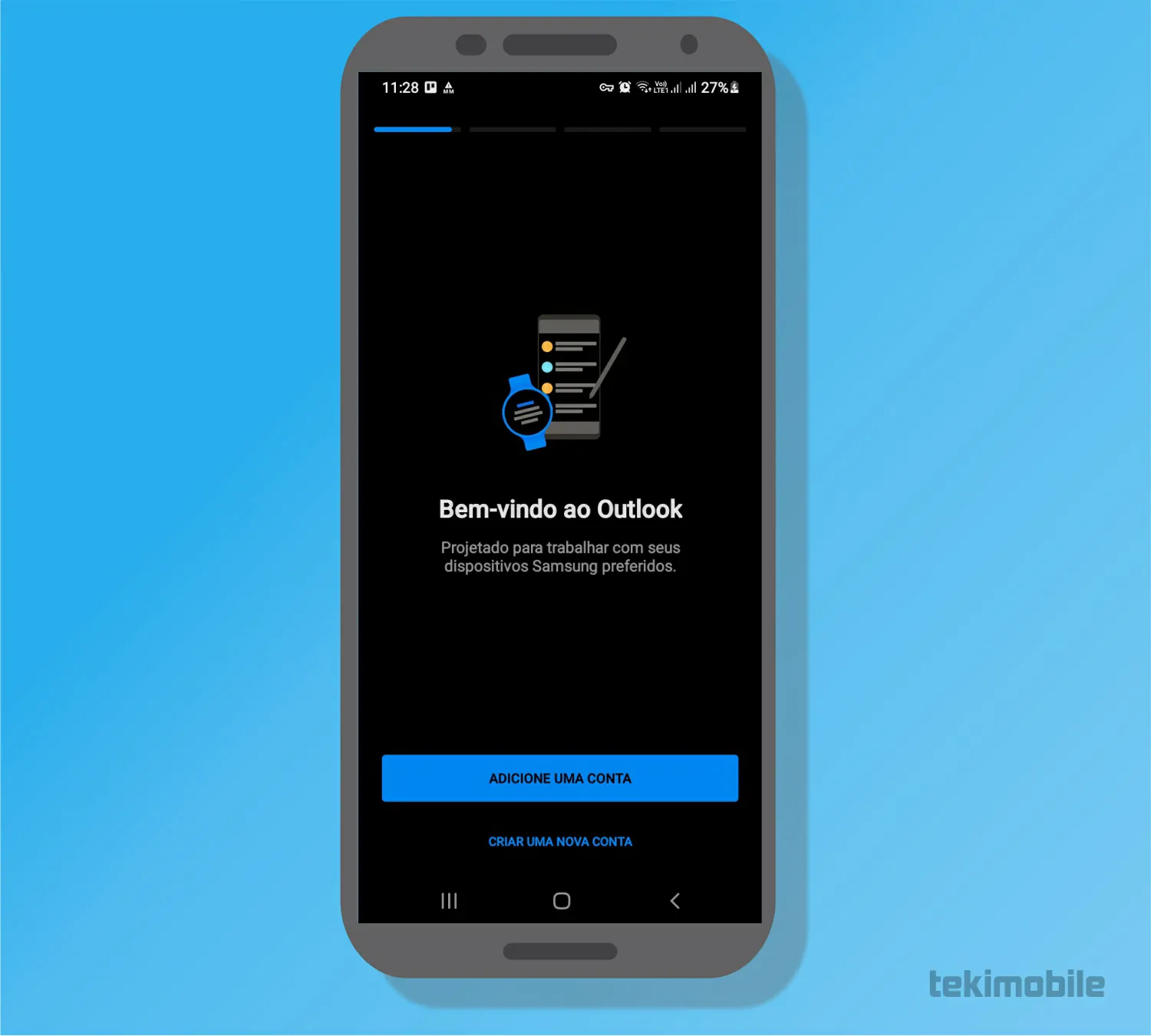 Toque em Criar uma conta - Como criar um e-mail no Outlook
