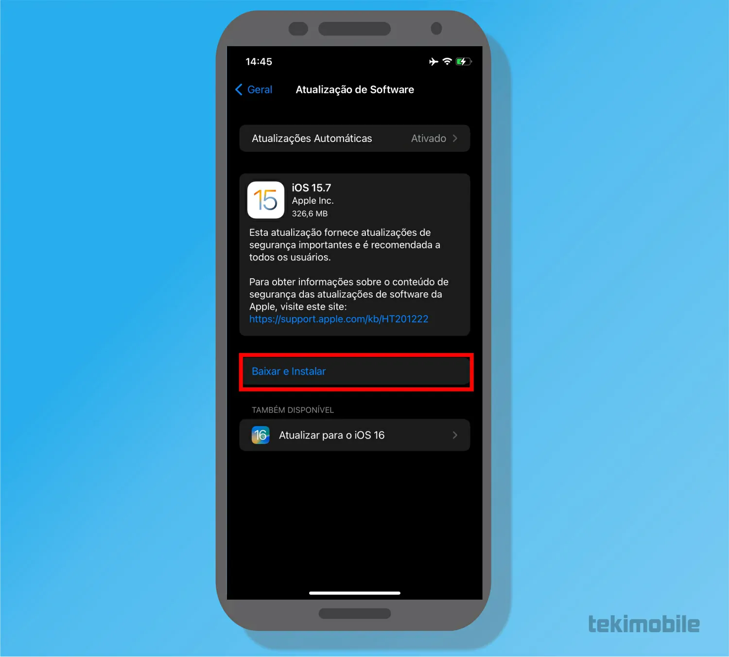Toque em baixar - Como atualizar o iPhone