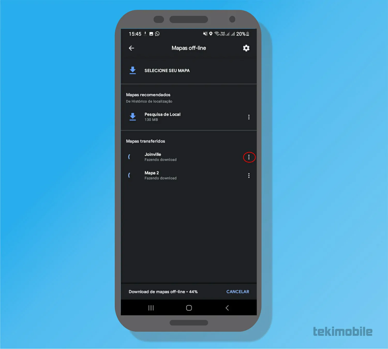 Toque mais opções ao lado do mapa - Google Maps Como baixar Mapas offline
