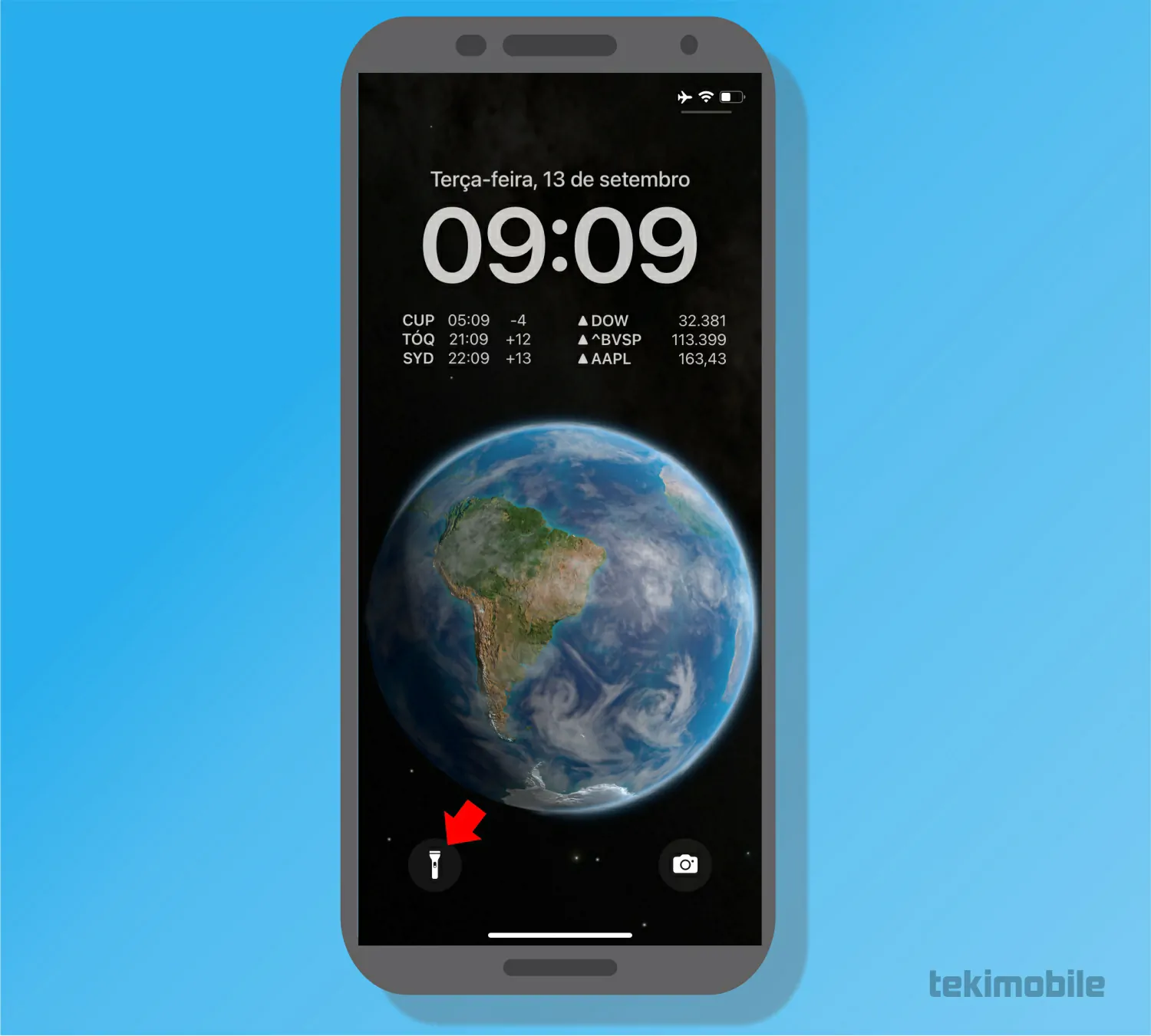 Toque sobre a lanterna - Como acender a lanterna do iPhone