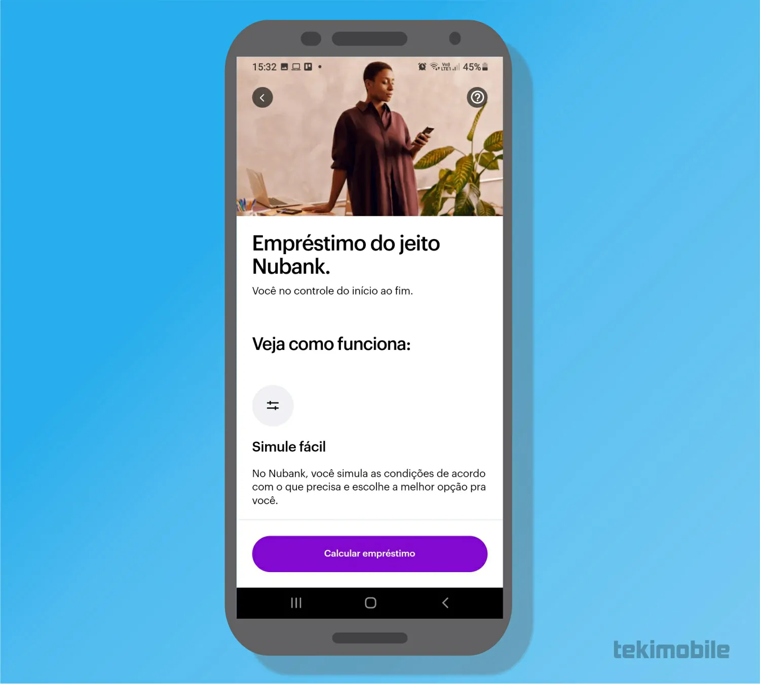 Toque sobre calcular emprétimo - Como fazer empréstimo no Nubank