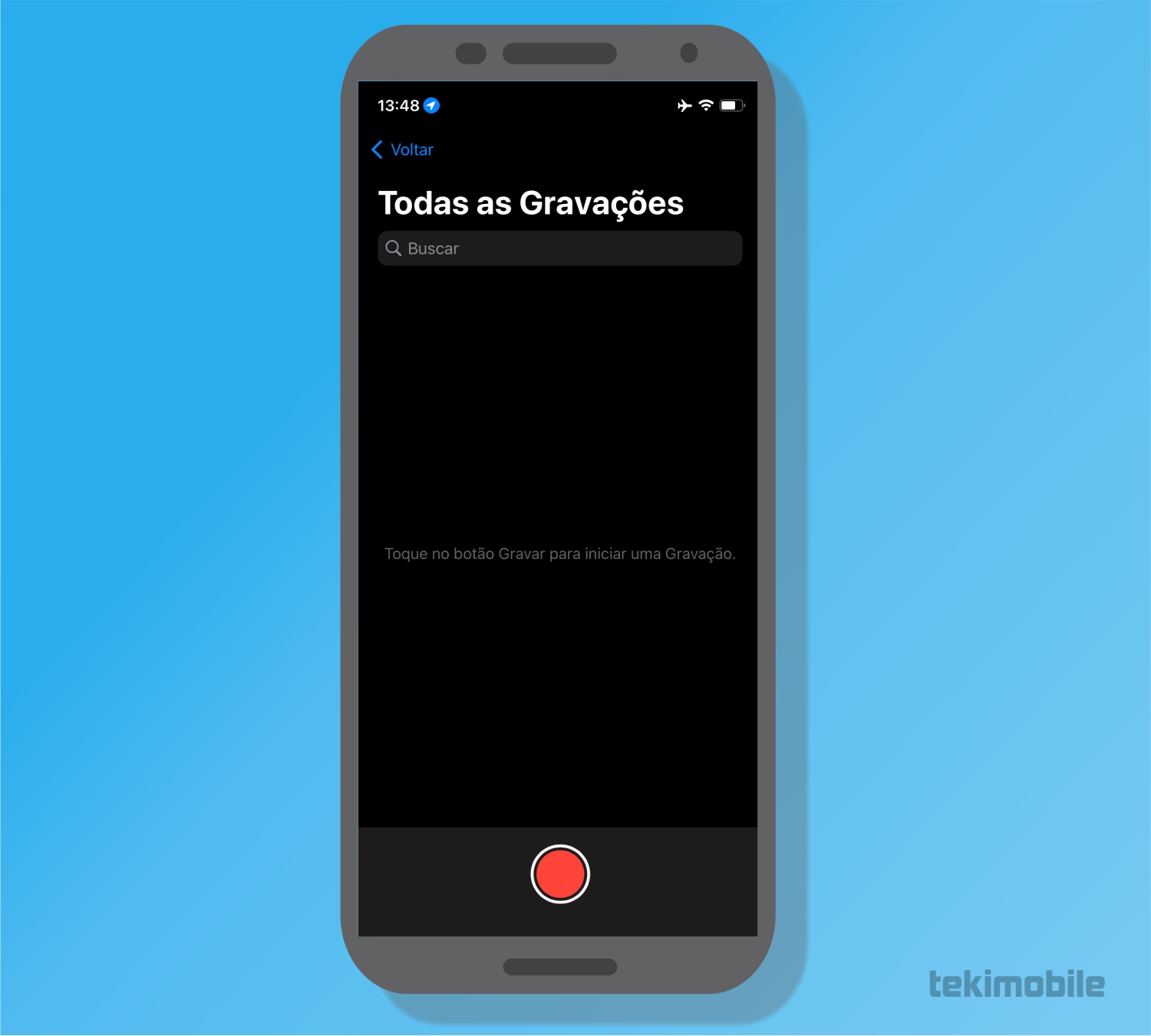 Toque sobre o botão gravar - Como fazer notas de voz no iPhone [e compartilhar]