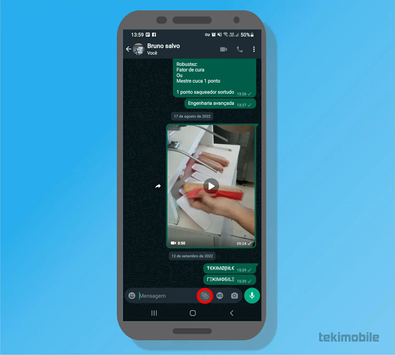 Toque sobre o ícone de anexar - Como compartilhar localização no WhatsApp