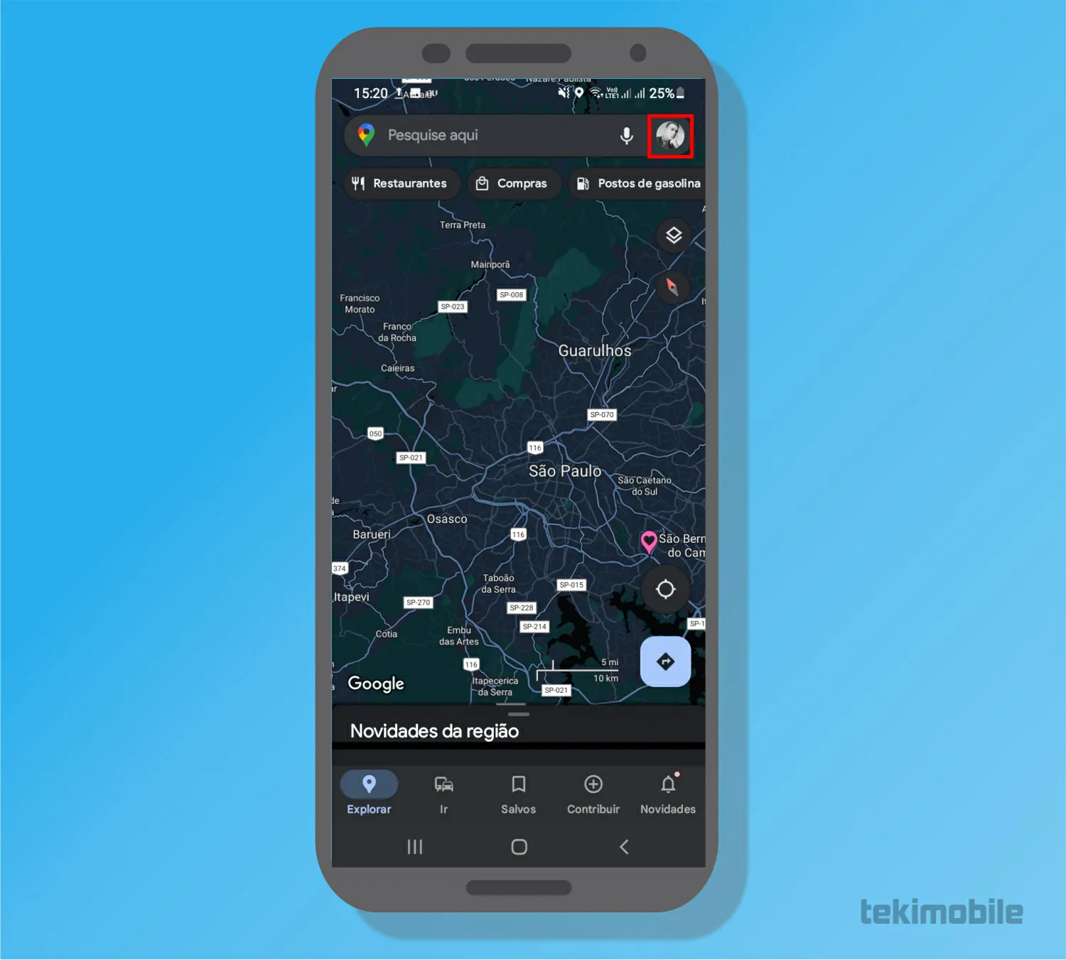 Toque sobre sua foto - Google Maps Como baixar Mapas offline