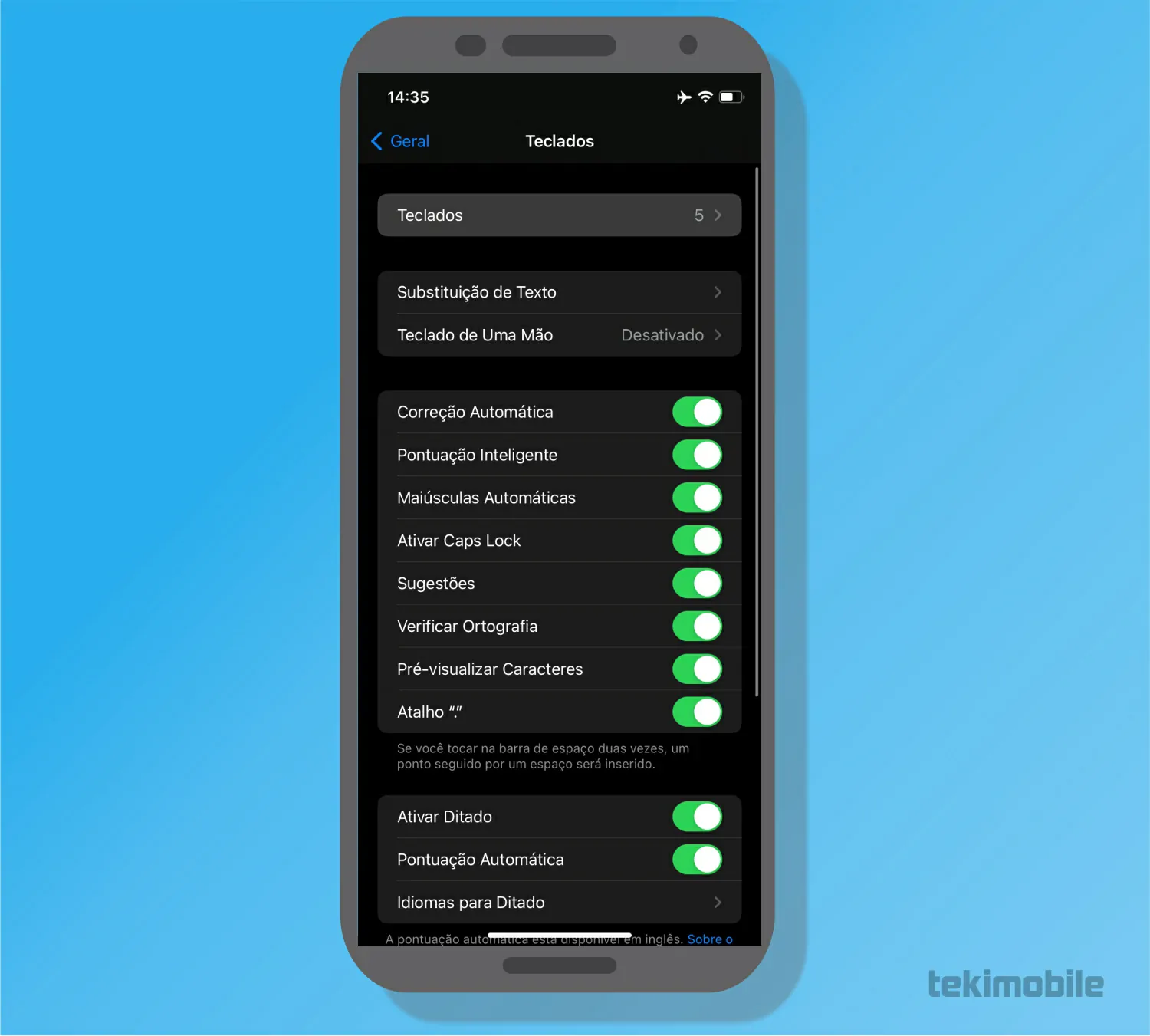 Toque sobre teclados - Como mudar o idioma do Teclado do iPhone (iOS)