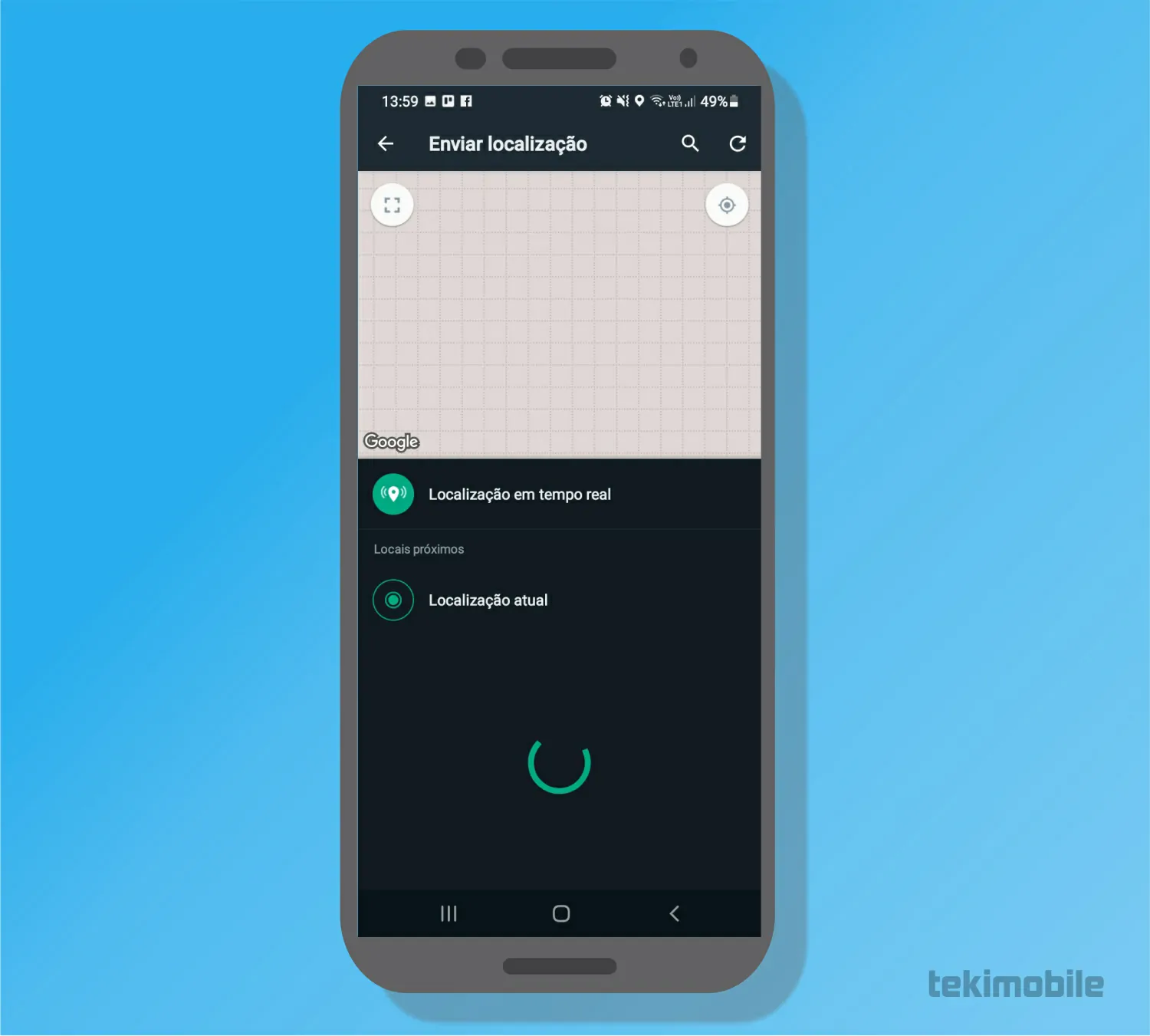 Toque sobre uma das opções - Como compartilhar localização no WhatsApp