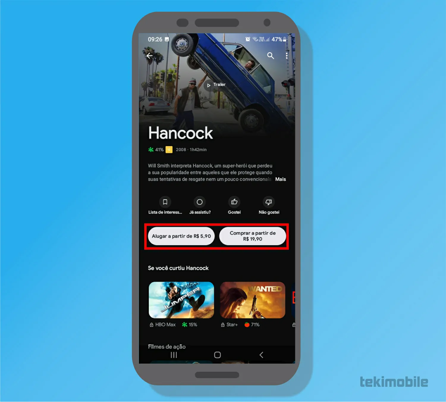 Toque sobre uma das opções - Como usar Google TV para Android e iOS