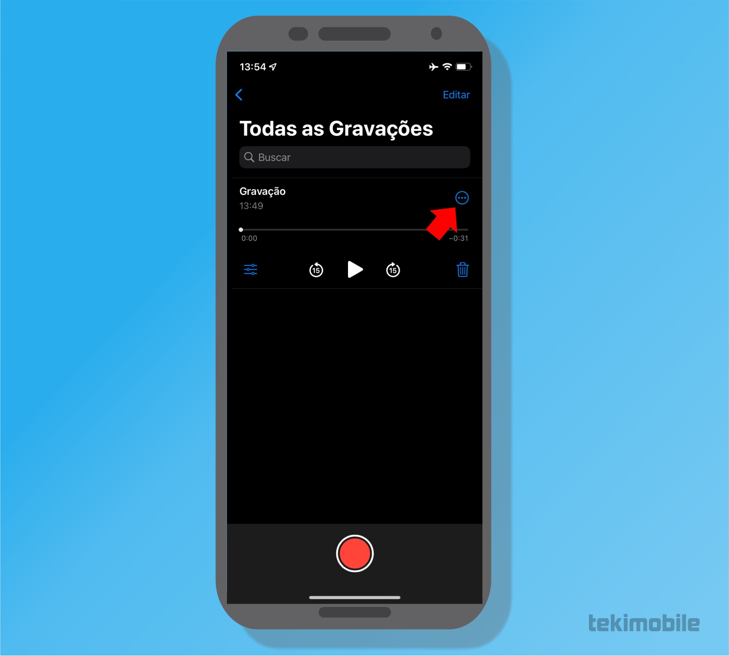 Toque sobre mais opções - Como fazer notas de voz no iPhone [e compartilhar]