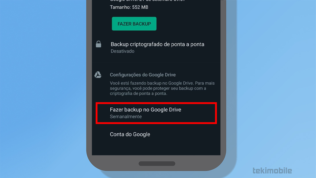 A frequência do backup é dita abaixo