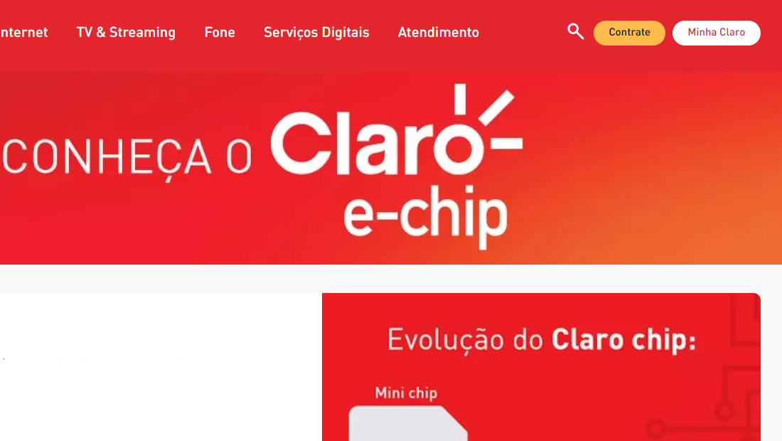 Na Claro é possível adquirir o eSIM pelo site
