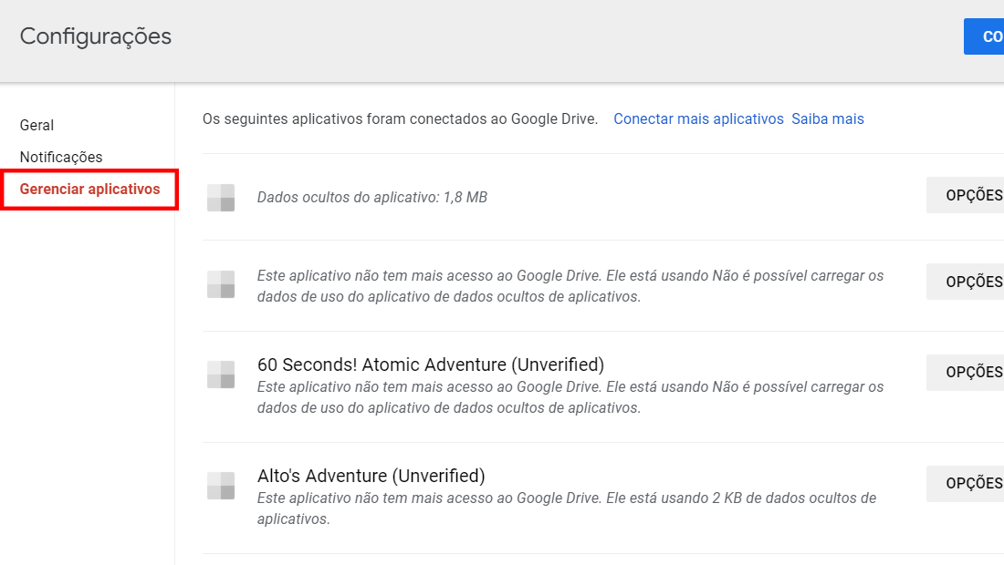 O painel mostrará mais informações