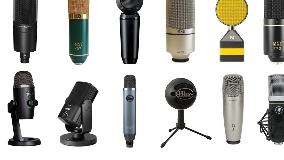 Microfones dinâmicos, condensadores e mais tipos (Imagem: GEARanking)