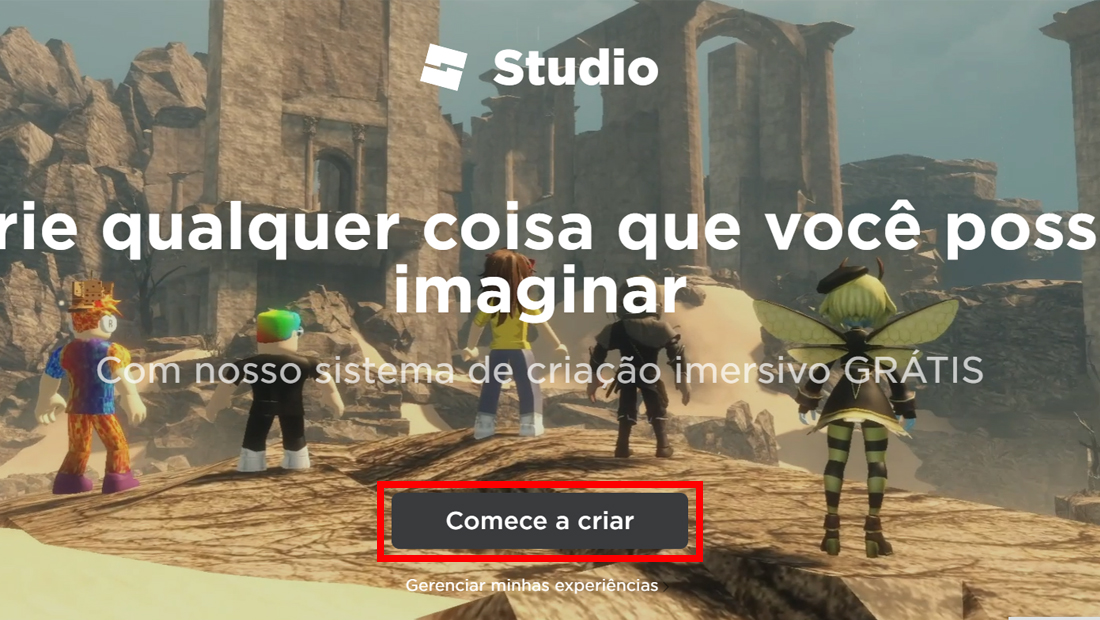 Vá em Comece a criar para fazer o download