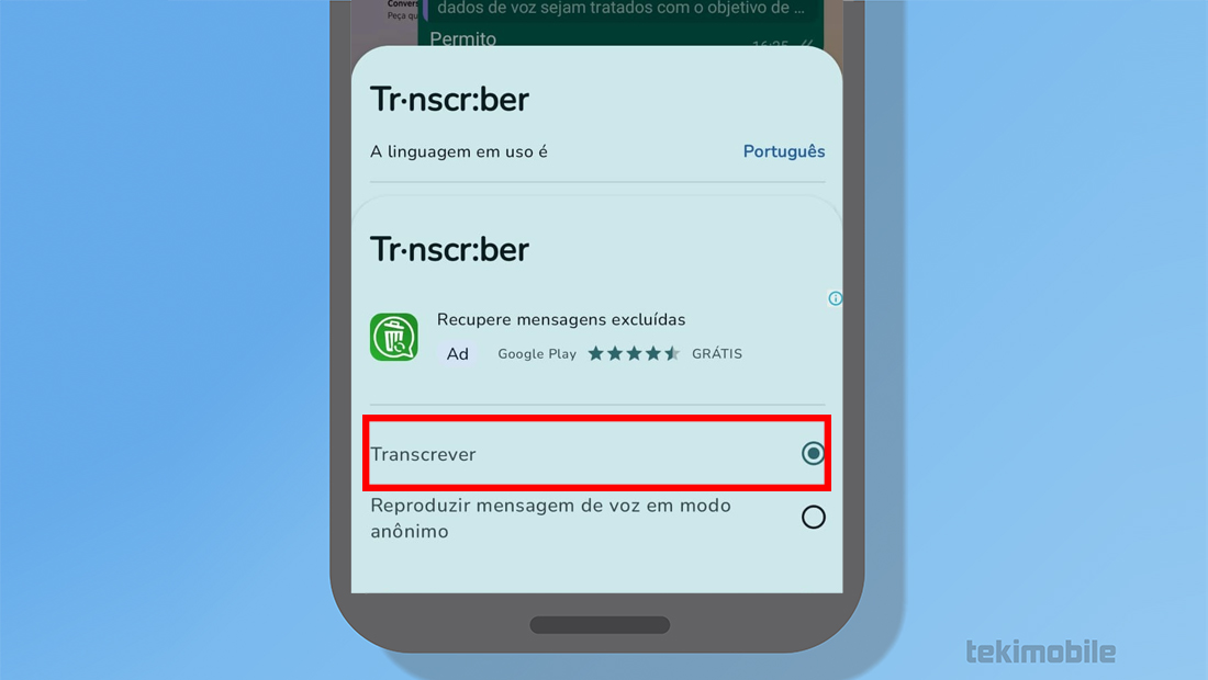 Vá na primeira opção que é exibida