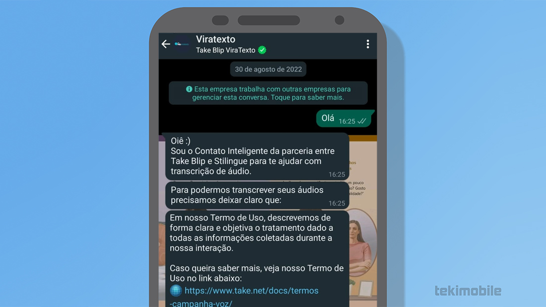Com o contato salvo, mande uma mensagem