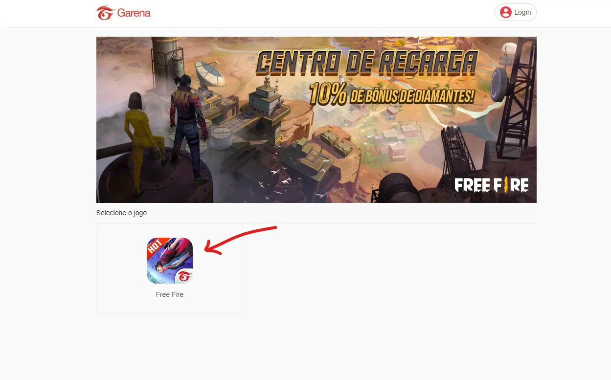 Clique em Free Fire - Como usar o recarga jogo PIX do Free Fire