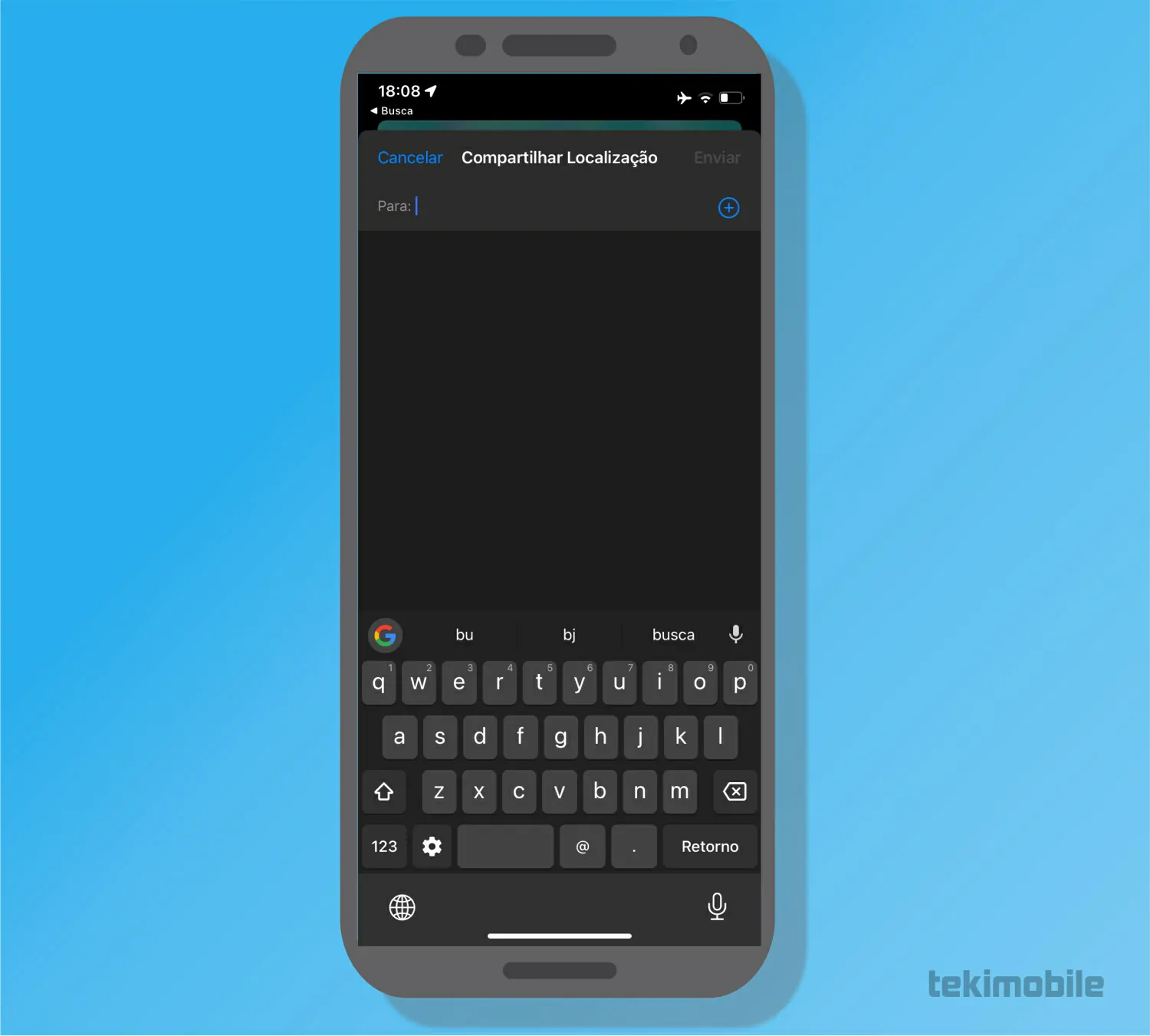 Digite o nome do contato - Como compartilhar sua localização no iPhone~1