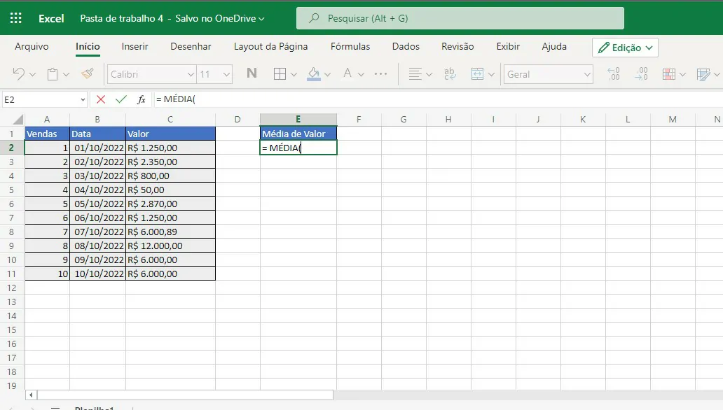 Escreva média - Como calcular media aritmética no Excel