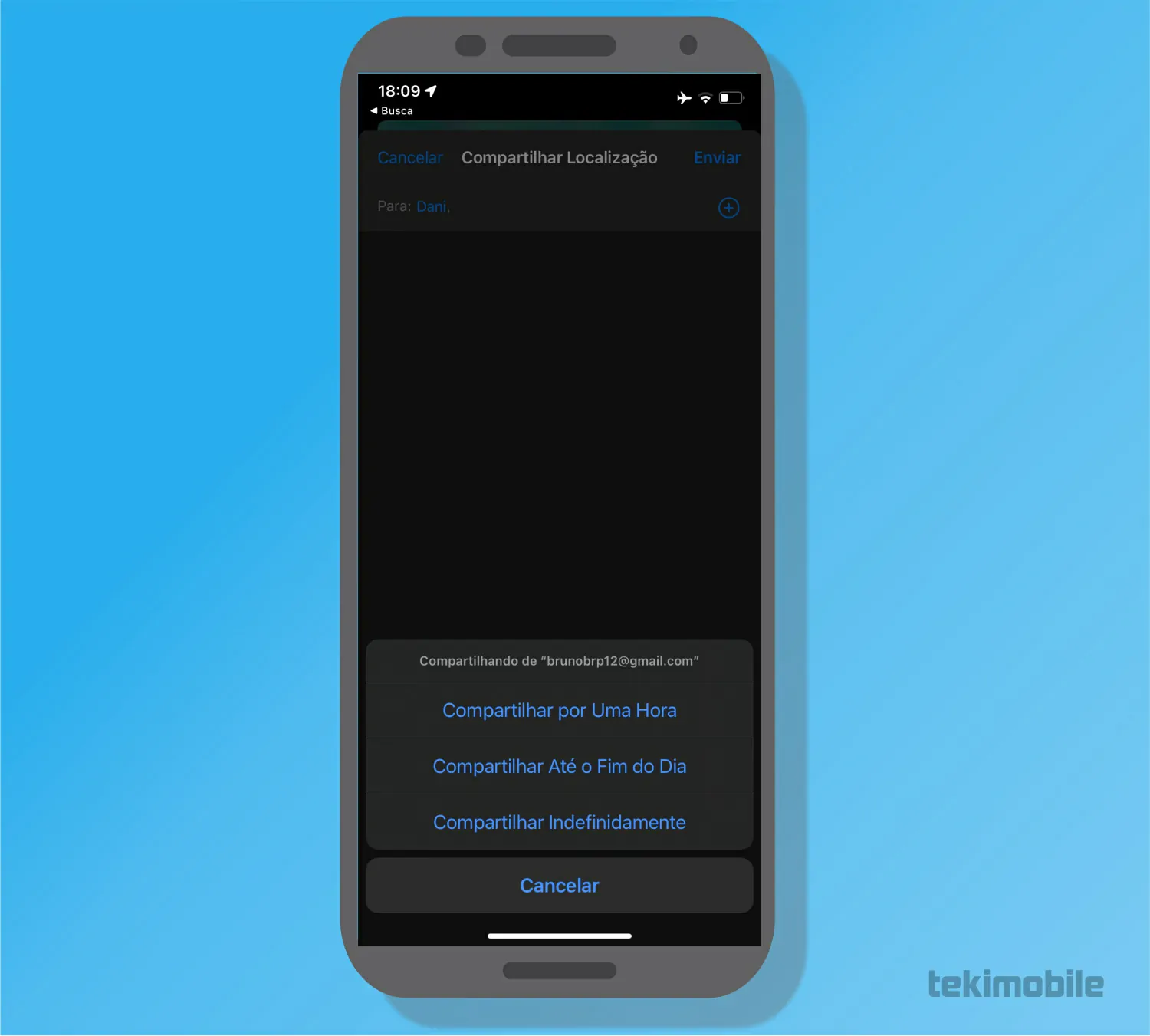 Toque em uma das opções - Como compartilhar sua localização no iPhone~1