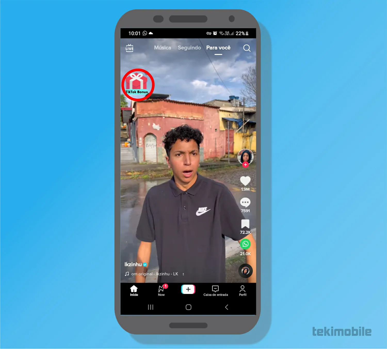 Toque sobre o ícone - Como transferir dinheiro do TikTok para o PicPay