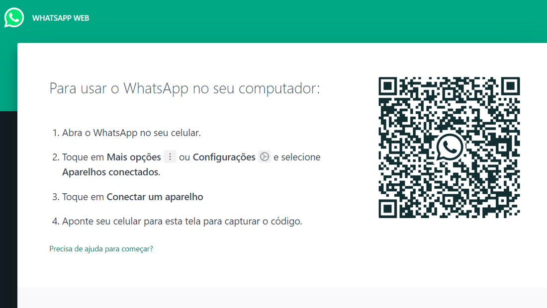 Siga o mesmo processo normal para conectar no WhatsApp