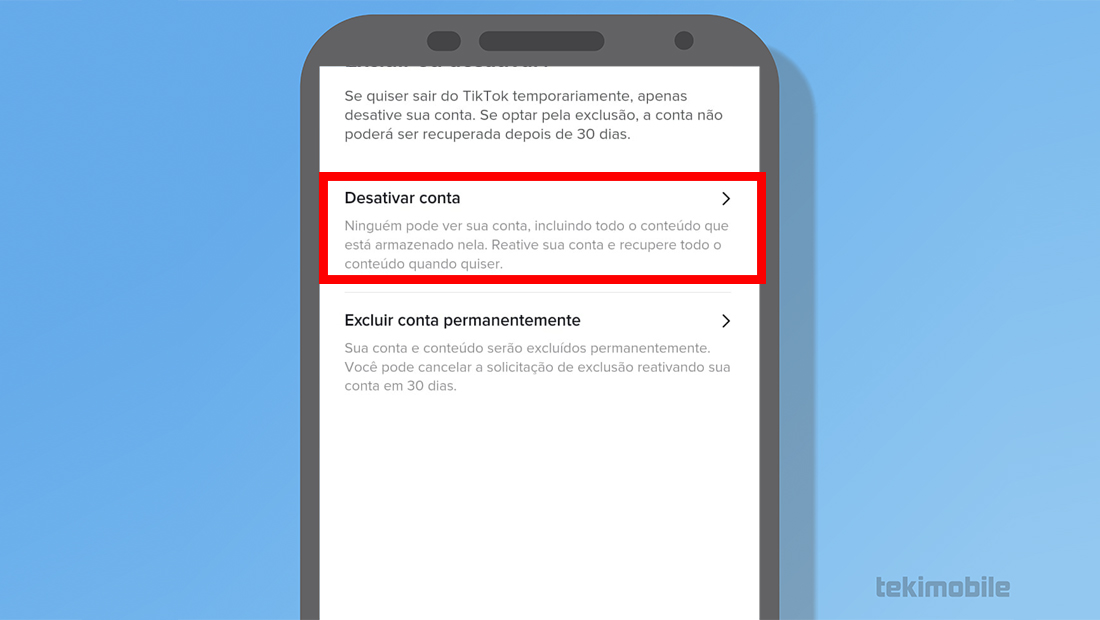 desativar conta do tiktok