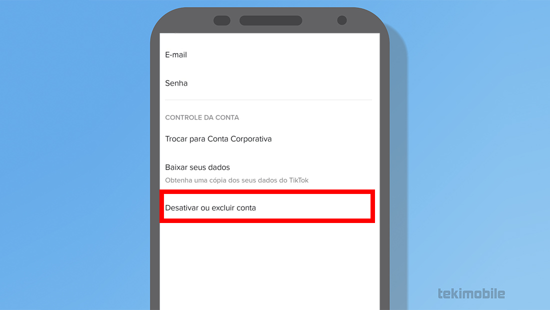 desativar conta do tiktok