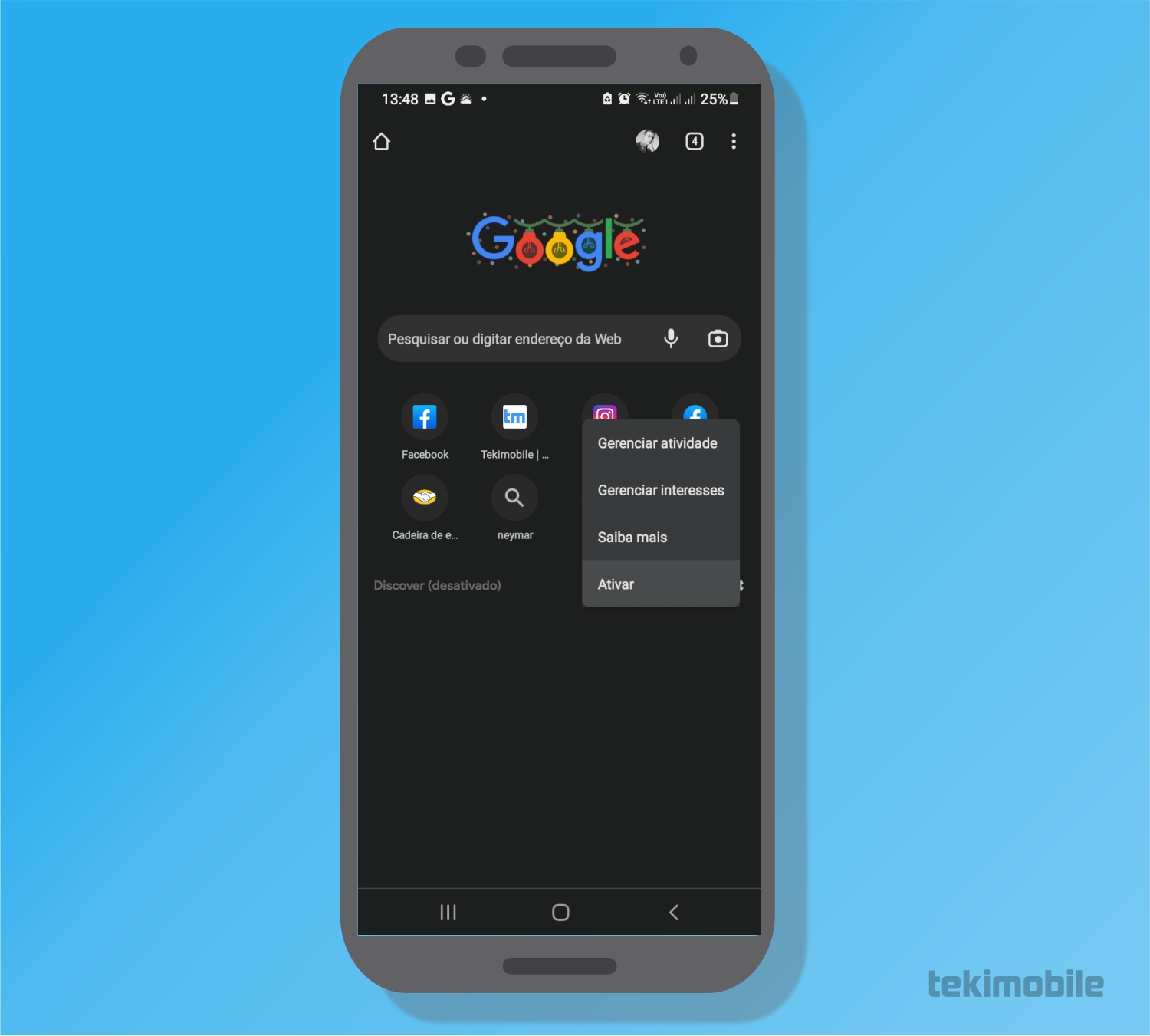 Toque em Ativar - Google Discover não funciona Veja como resolver
