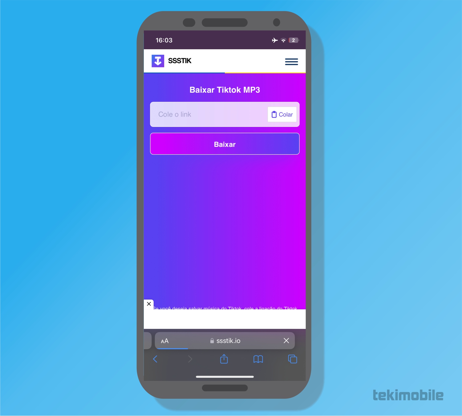 Toque em Colar - Como baixar músicas do TikTok