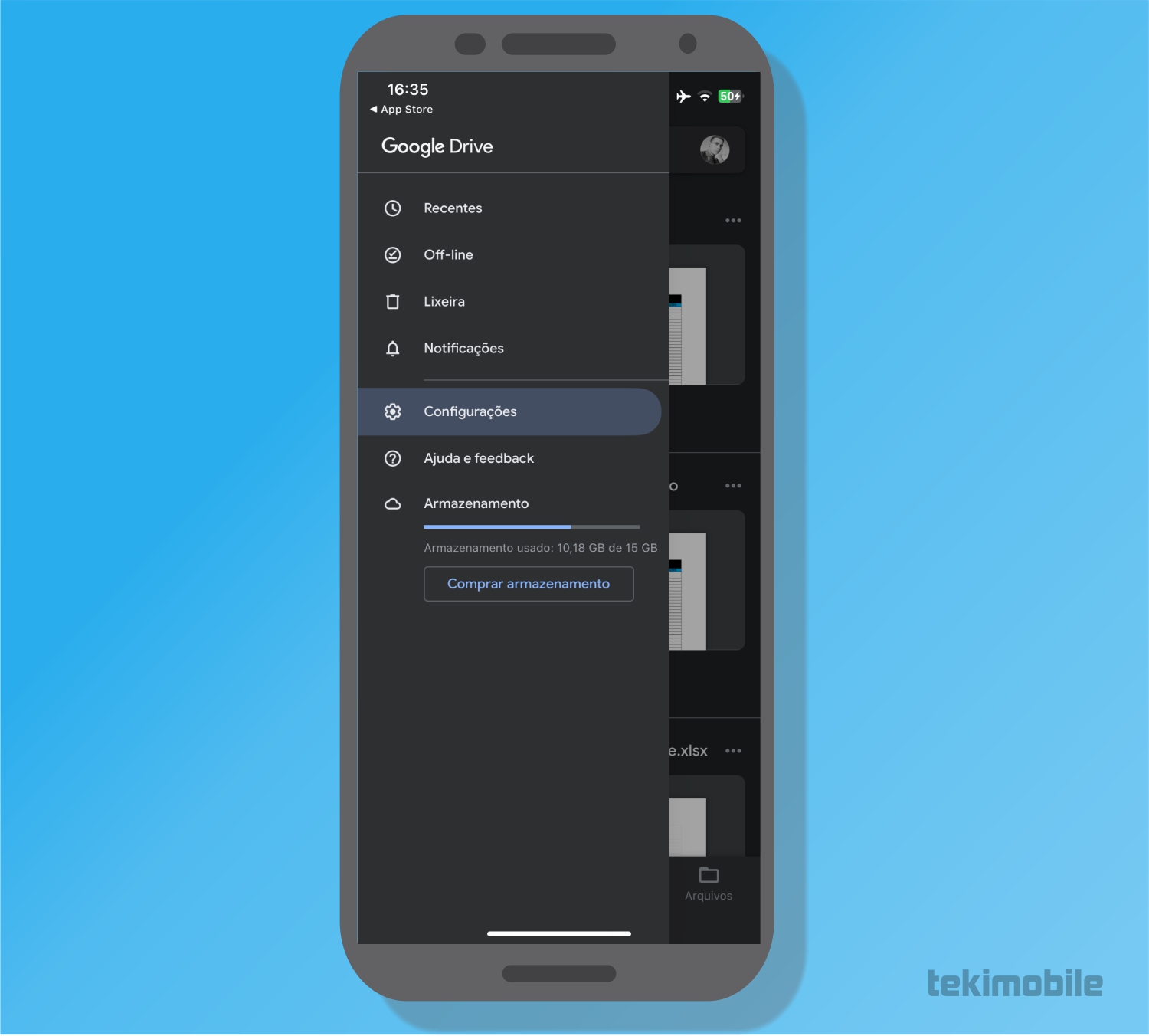 Toque em Configurações - Como fazer backup do iPhone no Google Drive